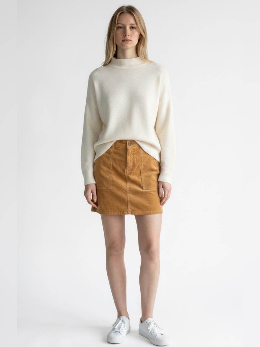 American Eagle Hi Rise Corduroy Mini Skirt Mustard Yellow A-Line Size 16 Stretch